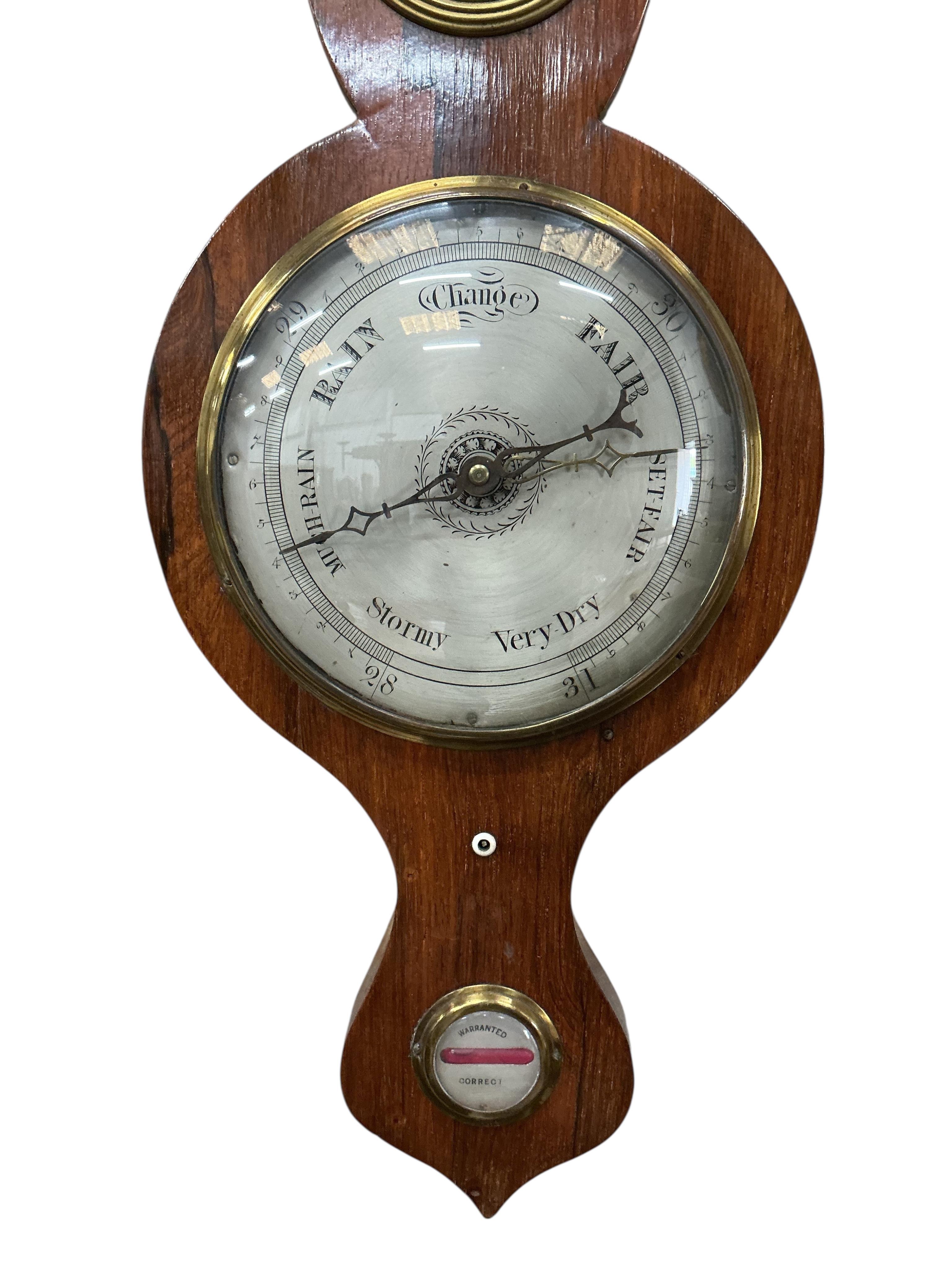 A 19th century rosewood wheel barometer, height 94cm
